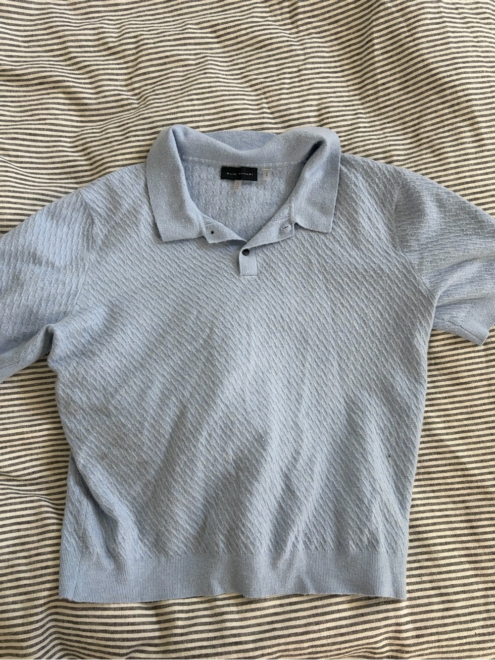 Elie Tahari Light Blue Men's Textured Polo